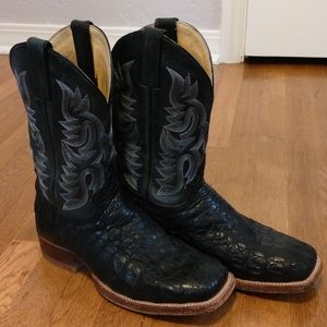 Justin Black Alligator Western Cowboy Boots Slip Resistant Black Size 8.5